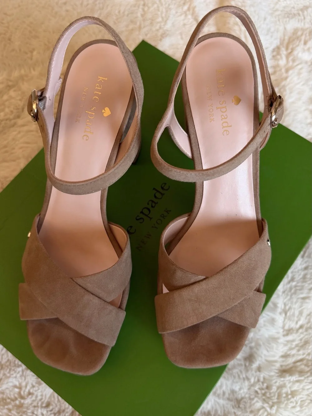 Kate Spade Delia Suede Platform Block Heel Sandals